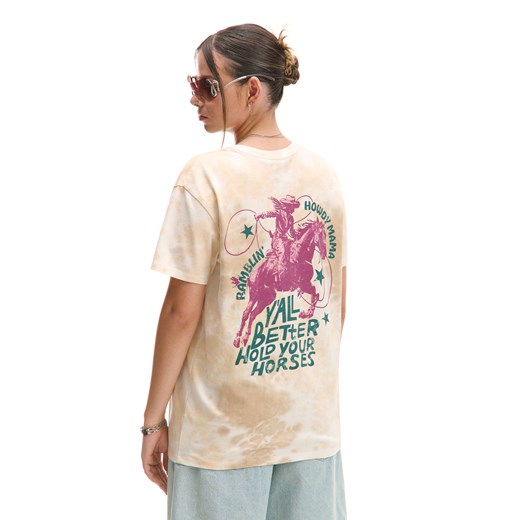 Cropp - T-shirt z motywem dzikiego zachodu - wielobarwny ze sklepu Cropp w kategorii Bluzki damskie - zdjęcie 179721758