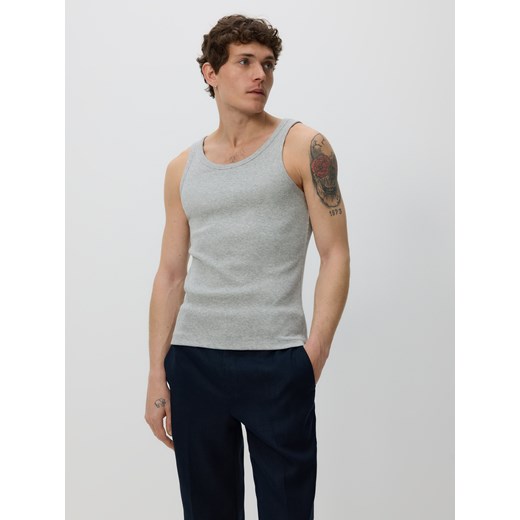 Reserved - Bawełniany tank top - jasnoszary ze sklepu Reserved w kategorii T-shirty męskie - zdjęcie 179722335