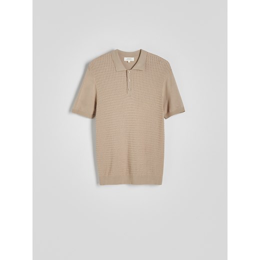 Reserved - Polo regular fit z wiskozą - beżowy ze sklepu Reserved w kategorii T-shirty męskie - zdjęcie 179722405