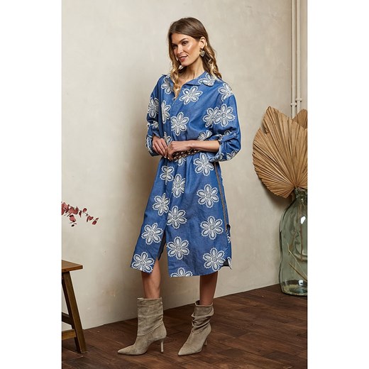 Sukienka Joséfine z długimi rękawami koszulowa midi casual 