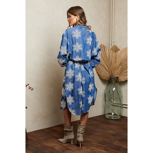 Sukienka Joséfine koszulowa luźna midi casual w kwiaty 