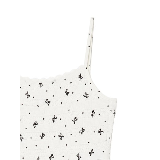 Cropp - Biała bluzka w groszki i wstążki - biały Cropp M Cropp