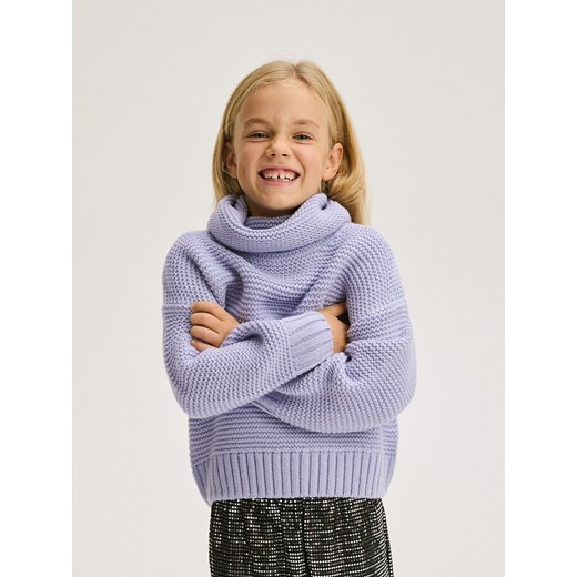 Reserved - Sweter z szerokim golfem - lawendowy ze sklepu Reserved w kategorii Swetry dziewczęce - zdjęcie 179728439