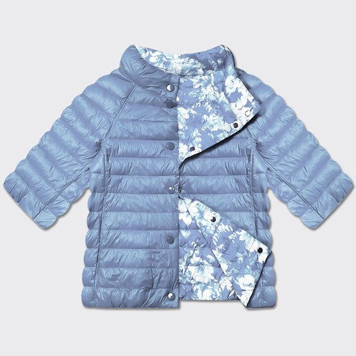 Dwustronna kurtka damska plus size z rękawem 3/4 Minority jasny niebieski/kwiaty (M23-7010-50) ze sklepu goodlookin.pl w kategorii Kurtki damskie - zdjęcie 179730747