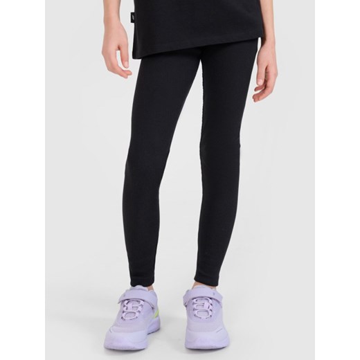 Dziewczęce legginsy dzianinowe 4F 4FJRSS25TTIGF255 - czarne ze sklepu Sportstylestory.com w kategorii Spodnie dziewczęce - zdjęcie 179732889