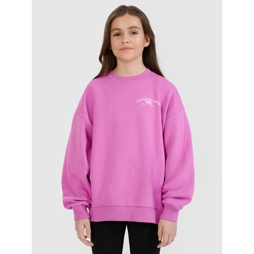 Dziewczęca bluza dresowa bez kaptura 4F 4FJRSS25TSWSF2286 - różowa ze sklepu Sportstylestory.com w kategorii Bluzy dziewczęce - zdjęcie 179732937