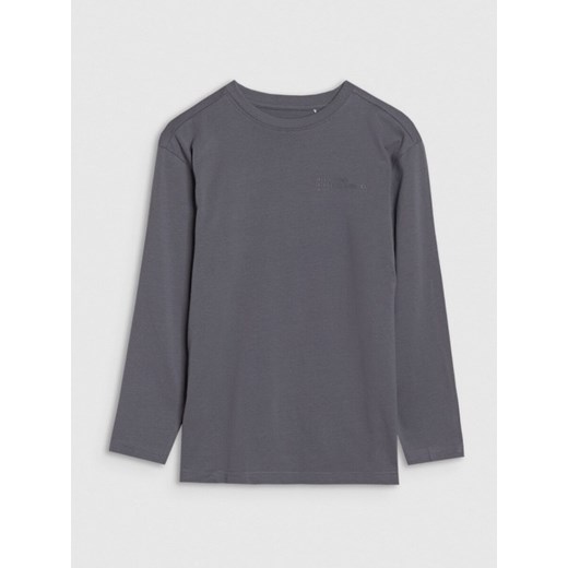 Chłopięcy longsleeve z nadrukiem 4F 4FJRSS25TLONM538 - szary ze sklepu Sportstylestory.com w kategorii T-shirty chłopięce - zdjęcie 179733088