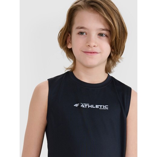 Chłopięcy top treningowy 4F 4FJWSS25TFTSM1211 - czarny ze sklepu Sportstylestory.com w kategorii T-shirty chłopięce - zdjęcie 179733178