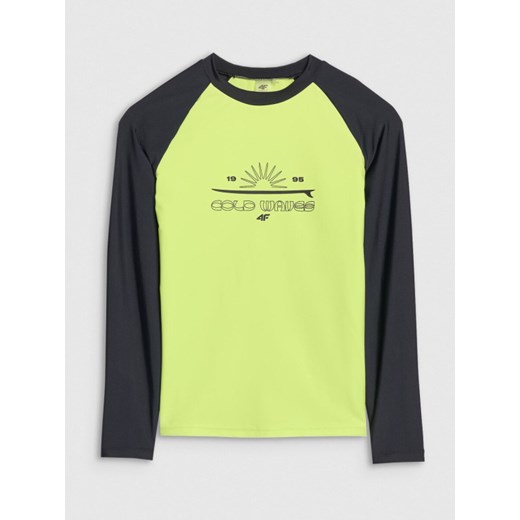 Chłopięcy longsleeve do pływania 4F 4FJWSS25TFLOM509 - zielony ze sklepu Sportstylestory.com w kategorii T-shirty chłopięce - zdjęcie 179733375