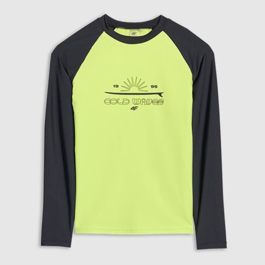 Chłopięcy longsleeve do pływania 4F 4FJWSS25TFLOM509 - zielony ze sklepu Sportstylestory.com w kategorii T-shirty chłopięce - zdjęcie 179733376