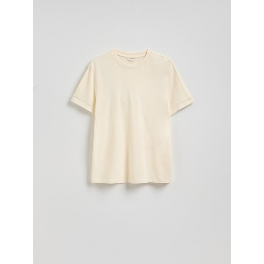 Reserved - T-shirt regular z bawełny - złamana biel Reserved M Reserved