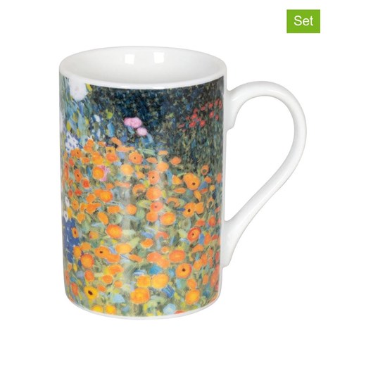 Könitz Kubki (2 szt.) &quot;Les Fleurs Klimt&quot; w kolorze pomarańczowo-zielonym - 90 ml ze sklepu Limango Polska w kategorii Kubki - zdjęcie 179734649