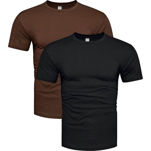 2-pak koszulek bawełnianych premium czarny i brązowy Recea ze sklepu Recea.pl w kategorii T-shirty męskie - zdjęcie 179737418