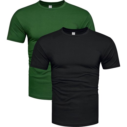 2-pak koszulek bawełnianych premium czarny i zielony Recea ze sklepu Recea.pl w kategorii T-shirty męskie - zdjęcie 179737438