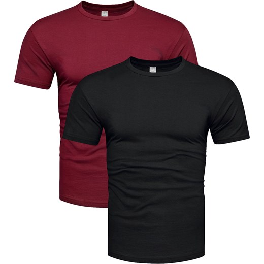 2-pak koszulek bawełnianych premium czarny i bordowy Recea ze sklepu Recea.pl w kategorii T-shirty męskie - zdjęcie 179737455