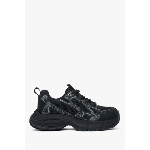 ES8: Czarne sportowe sneakersy damskie z ekoskóry i siateczki ze sklepu Estro w kategorii Buty sportowe damskie - zdjęcie 179737907