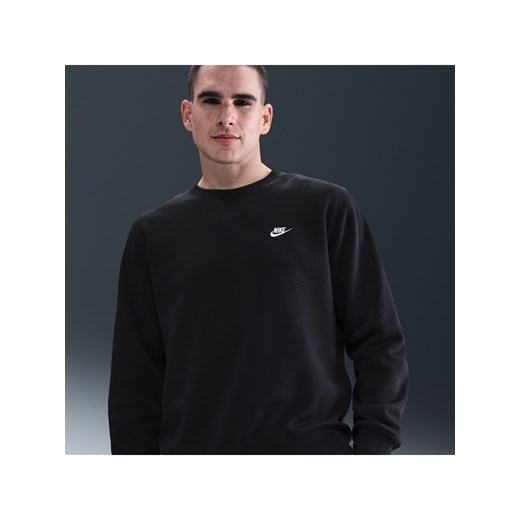 Męska bluza z dzianiny Nike Club - Czerń ze sklepu Nike poland w kategorii Bluzy męskie - zdjęcie 179740115