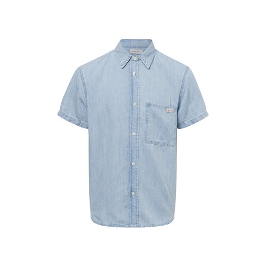 Calvin Klein Jeans Męska koszula casual z zawartością lnu Mężczyźni Regular Fit Bawełna jasnoniebieski jednolity ze sklepu vangraaf w kategorii Koszule męskie - zdjęcie 179742017