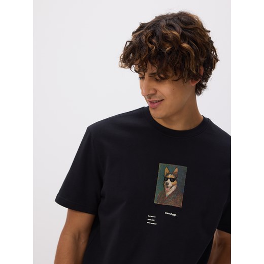 Reserved - T-shirt regular fit z nadrukiem - czarny ze sklepu Reserved w kategorii T-shirty męskie - zdjęcie 179743517