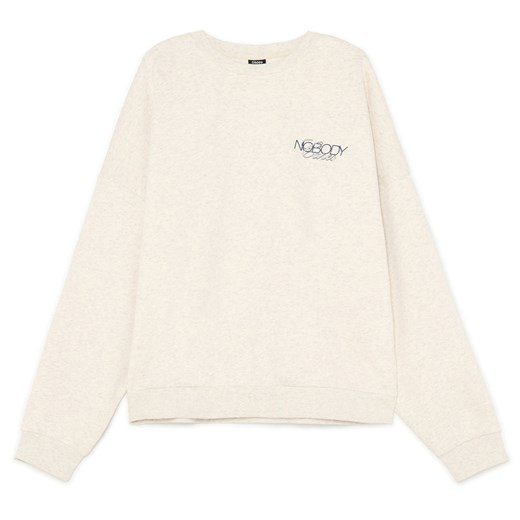 Cropp - Melanżowa kremowa bluza z nadrukiem - kremowy Cropp XS Cropp