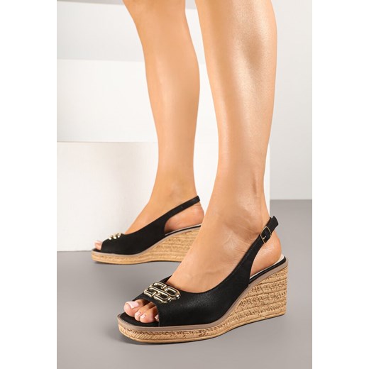 Espadryle damskie Renee eleganckie na lato na koturnie z klamrą