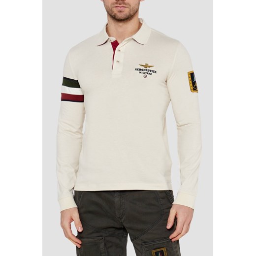 AERONAUTICA MILITARE Beżowe męskie polo Tricolor, Rozmiar 3XL ze sklepu outfit.pl w kategorii T-shirty męskie - zdjęcie 179747009
