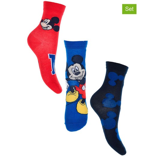 Disney Mickey Mouse Skarpety (3 pary) &quot;Miki&quot; w kolorze niebiesko-czerwonym ze sklepu Limango Polska w kategorii Skarpetki dziecięce - zdjęcie 179747755