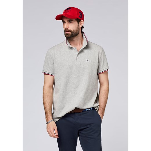 Szary t-shirt męski Polo Sylt z krótkimi rękawami