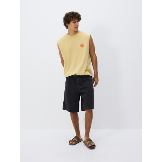 Reserved - Bawełniany tank top - musztardowy ze sklepu Reserved w kategorii T-shirty męskie - zdjęcie 179750635