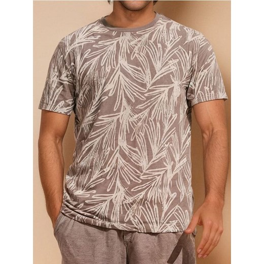 Sinsay - Koszulka z ozdobnym nadrukiem - brązowy ze sklepu Sinsay w kategorii T-shirty męskie - zdjęcie 179753207
