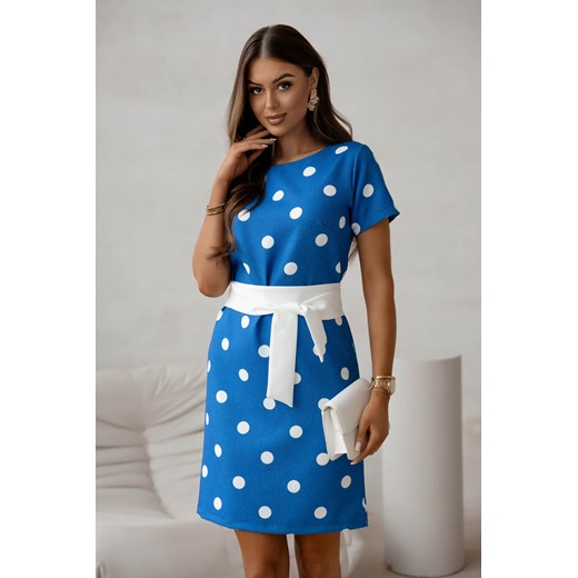 SUKIENKA MINI W GROCHY- JEANSOWA ze sklepu olika.com.pl w kategorii Sukienki - zdjęcie 179758499