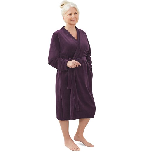 Welurowy szlafrok damski śliwkowy Sylwia III 245 04, Kolor śliwkowy, Rozmiar XL/2XL, MARTEL ze sklepu Primodo w kategorii Szlafroki damskie - zdjęcie 179759979