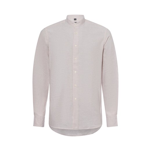 Nils Sundström Męska koszula casual z zawartością lnu Mężczyźni Modern Fit Bawełna beżowy marmurkowy ze sklepu vangraaf w kategorii Koszule męskie - zdjęcie 179763056