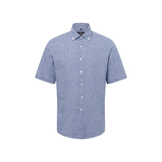 Nils Sundström Męska koszula casual z zawartością lnu Mężczyźni Modern Fit Bawełna granatowy wzorzysty ze sklepu vangraaf w kategorii Koszule męskie - zdjęcie 179763059