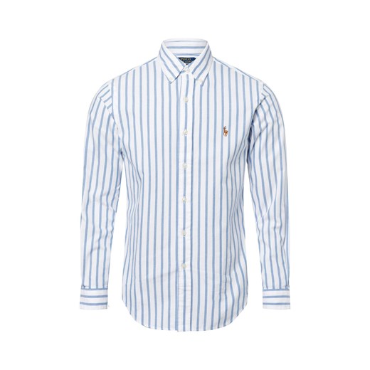 Polo Ralph Lauren Męska koszula casualowa - Custom Fit Mężczyźni Comfort Fit Bawełna biały w paski ze sklepu vangraaf w kategorii Koszule męskie - zdjęcie 179763068