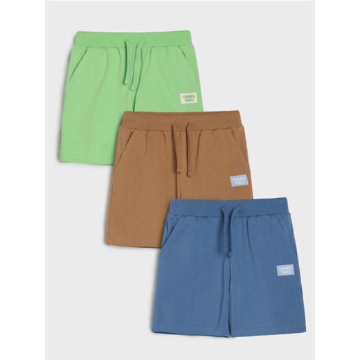 Sinsay - Bawełniane szorty z ozdobną naszywką 3 pack - beżowy ze sklepu Sinsay w kategorii Spodenki chłopięce - zdjęcie 179765315