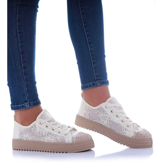 Ażurowe beżowe trampki espadryle Seastar /G7-2 17402 S484/ 38 Pantofelek24.pl