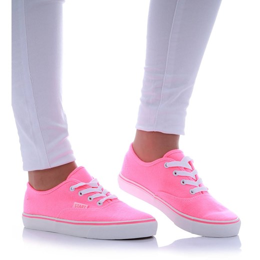 Różowe niskie tenisówki damskie z tkaniny Fluo /B4-2 H2 15979 G056/ ze sklepu Pantofelek24.pl w kategorii Trampki damskie - zdjęcie 179766618