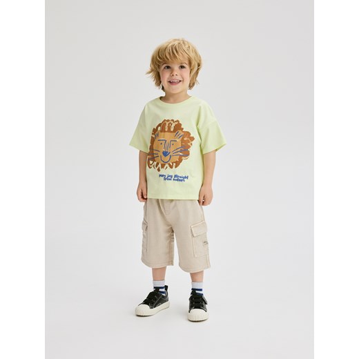 Reserved - Bawełniany t-shirt z nadrukiem - zielony Reserved 5-2 lata) Reserved