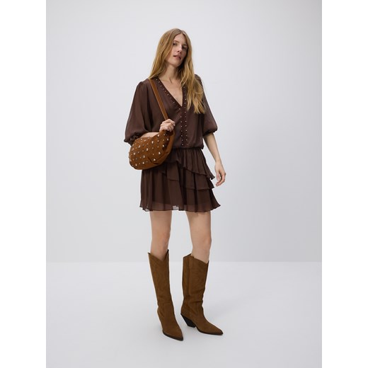 Reserved - Torebka na ramię z ćwiekami - brązowy Reserved ONE SIZE Reserved