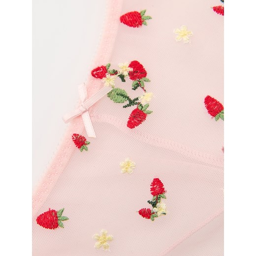 Reserved - Siateczkowe majtki z haftem - pastelowy róż Reserved M Reserved