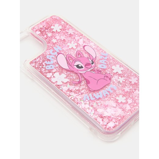 Sinsay - Etui na iPhone 13/14 z różowym brokatem Stitch - różowy Sinsay One Size Sinsay