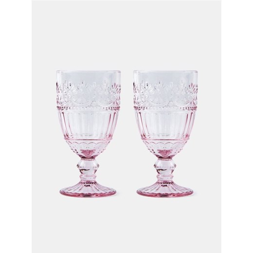 Sinsay - Kieliszki z ozdobnym wzorem 2 pack - różowy Sinsay One Size Sinsay