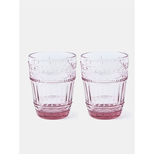 Sinsay - Szklanki z wytłaczanym wzorem 2 pack - różowy ze sklepu Sinsay w kategorii Szklanki - zdjęcie 179769986