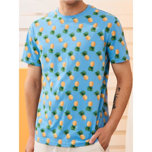 Sinsay - Koszulka z motywem owocowym - niebieski ze sklepu Sinsay w kategorii T-shirty męskie - zdjęcie 179770007