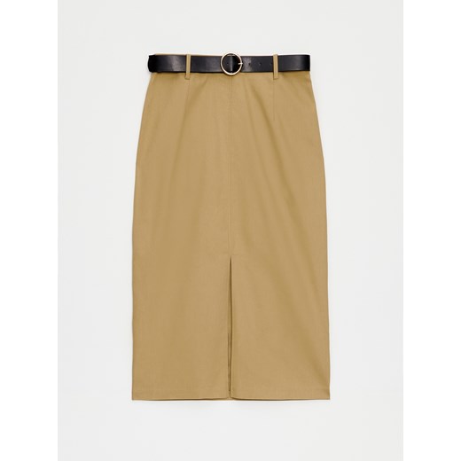 Mohito - Spódnica midi z rozcięciem - oliwkowy Mohito 32 Mohito