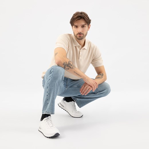 Wojas Białe Sneakersy Męskie Na Kontrastowej Podeszwie ze sklepu Wojas w kategorii Buty sportowe męskie - zdjęcie 179776915