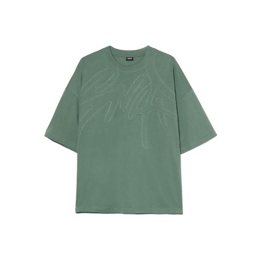 Cropp - Zielona koszulka boxy z aplikacją - zielony Cropp XS Cropp