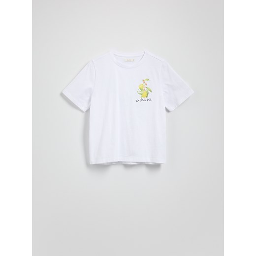 Reserved - T-shirt boxy - biały Reserved L Reserved