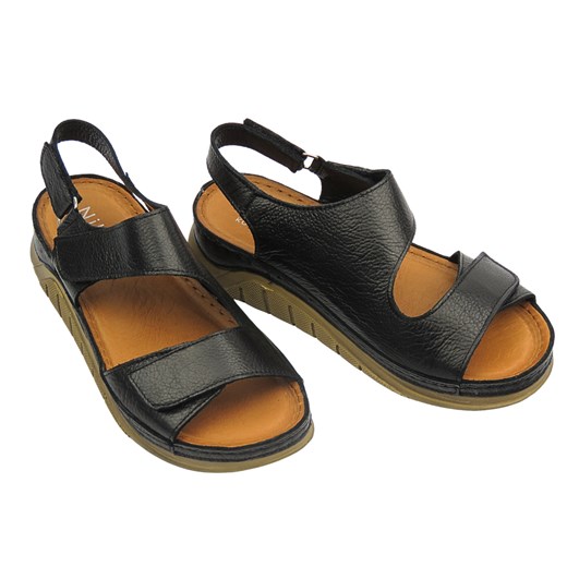 Skórzane sandały damskie Nika Komfort H-196 czarne ze sklepu ulubioneobuwie w kategorii Sandały damskie - zdjęcie 179783178